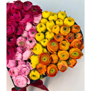 باکس گل قلبی آلاله گل گیفت کد GG0019